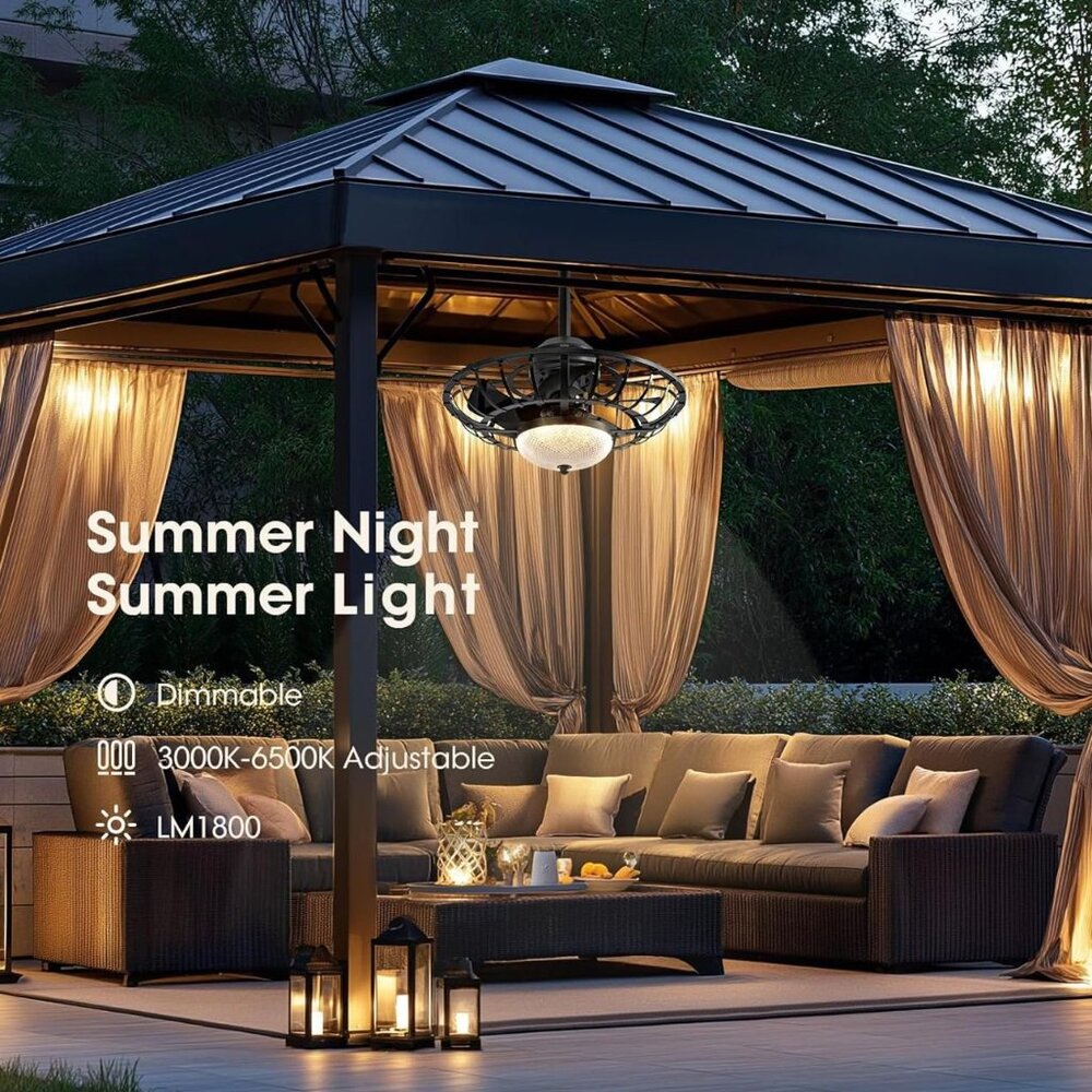 20" Outdoor Ceiling Fan with Light Caged Ceiling Fan 3CCT - Picture 8 of 11